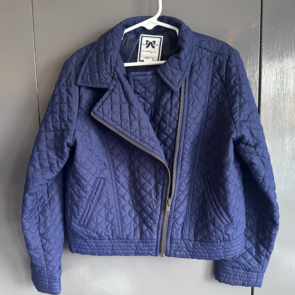 Used. Girls MED Gymboree Navy Moto style Jacket